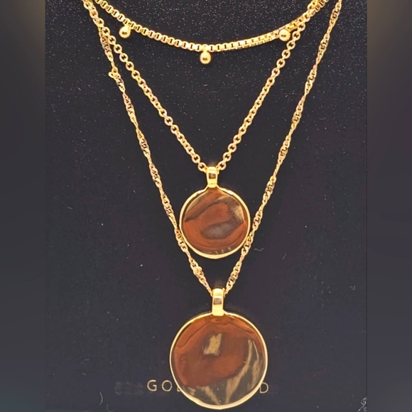14kt. Gold Dipped 3 Std Disc. Layering Necklace NWT - Picture 1 of 4